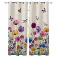 thumbnail image 1 of Vintage Flowers Blackout Curtains for Bedroom, Thermal Insulated Window Treatment, Watercolor Butterfly Dragonfly Daisy Beige Grommet Top Blackout Draperies and Drapes for Basement 27.5"x39" 2 Panels, 1 of 8