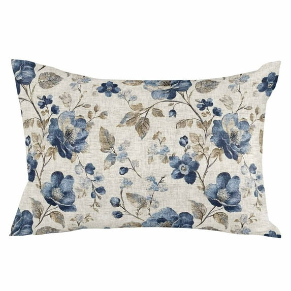 Vintage Flowers Brown Leaves Watercolor Throw Pillow Cover, Pillowcase Protectors with Zipper, Breathable Decorative Lumbar Pillow Case Cover, Pillow Shams for Couch Sofa 12x20Inch