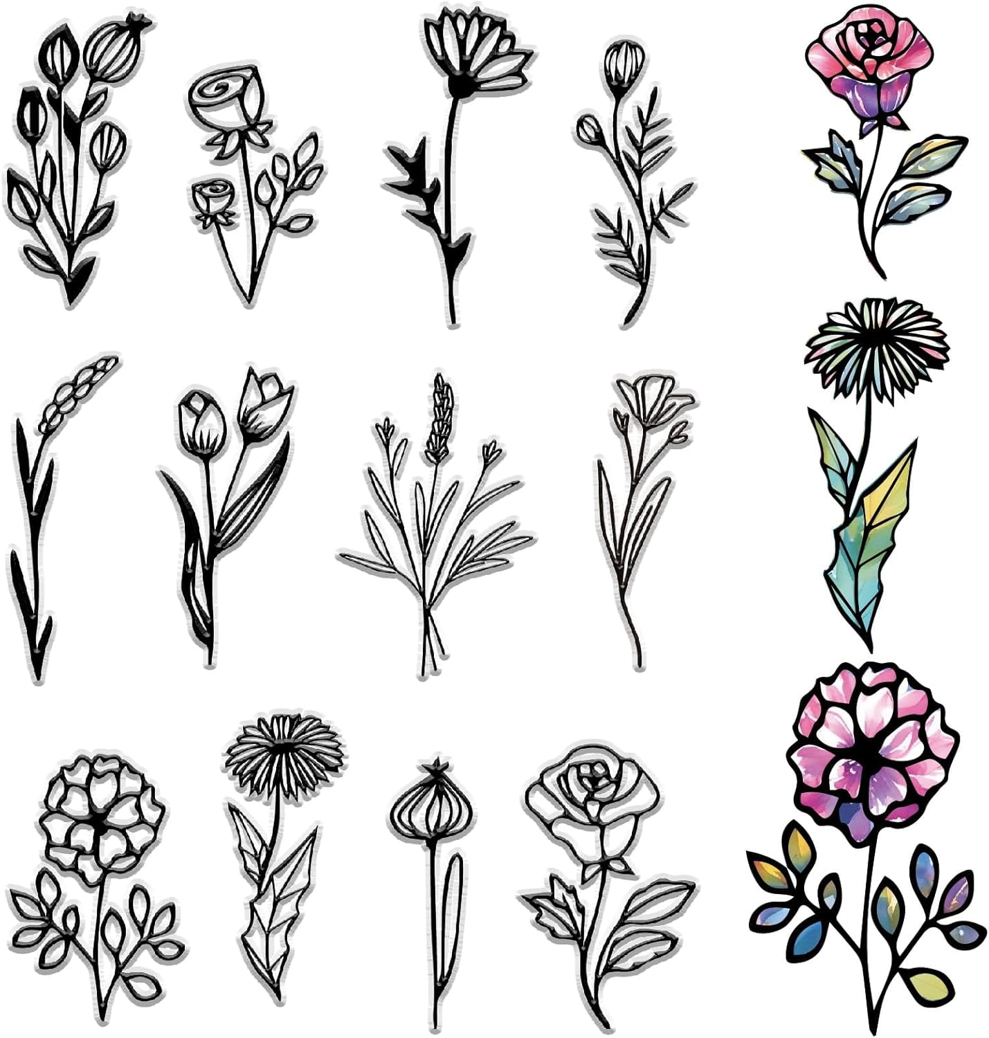 Vintage Flowers Clear Stamps for Card Making Transparent Rubber Stamps ...