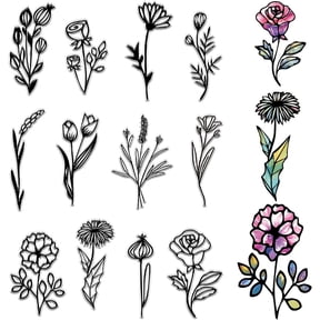 Vintage Flowers Clear Stamps for Card Making Transparent Rubber Stamps Reusable Wildflowers Silicone Stamp Spring Scenery Background Crafting DIY Scrapbooking otos Album