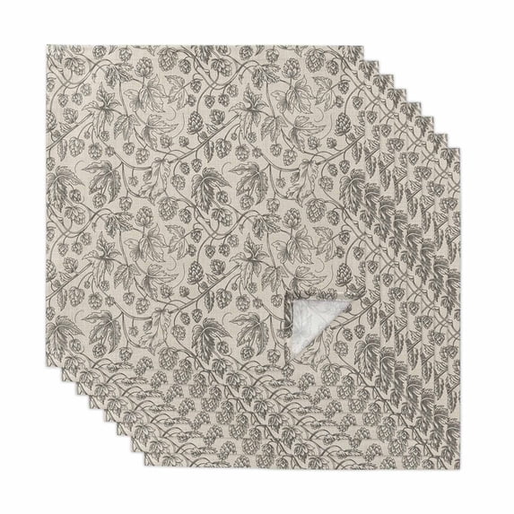 Vintage Flowers Cloth Napkins, Branch Plants Beige Botanical Rustic Washable and Reusable Dinner Napkins Set of 8, Table Napkin for Kitchen Party Birthday Wedding Hotel Housewarming 20"x20"