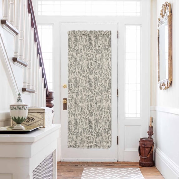 Vintage Flowers Door Curtains for Door Window, French Sidelight Front Back Door Curtains With Tieback, Branch Plants Beige Botanical Rustic Kitchen Rod Pocket Drapes Panel, 25"x72"