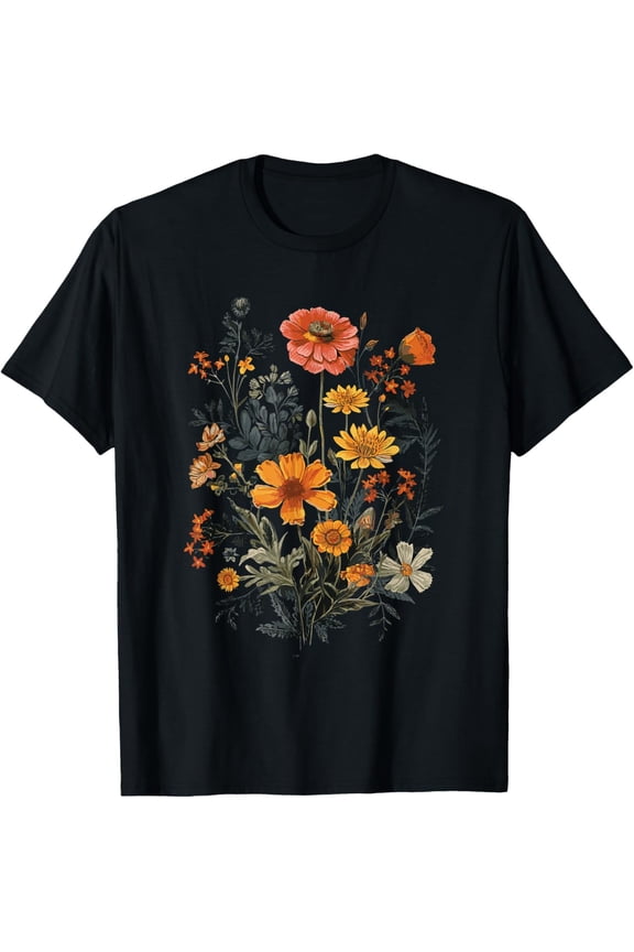 Vintage Flowers Floral Pressed Flower T-Shirt