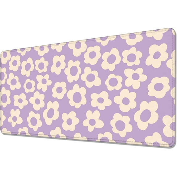 Vintage Flowers Floral Purple Desk Mat,Large Gaming Mouse Pad,Non-Slip Rubber Base Mousepad with Stitched Edges,Waterproof Mouse Mat Desk Pad for Work, Game, Office (31.5x15.7 in)