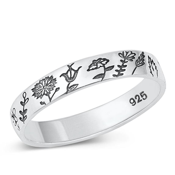Vintage Flowers Garden Wholesale Ring .925 Sterling Silver Band Jewelry Female Male Unisex Size 9