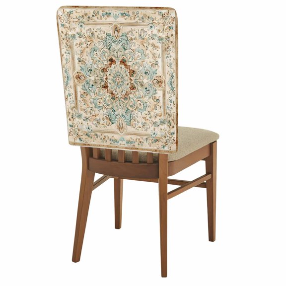 Vintage Flowers Pattern Chair Back Covers Set of 1, Ethnic Classical Bohemian Style Stretch Dining Chair Back Slipcovers Removable Seat Cover for Kitchen Restaurant Hotel Cafe