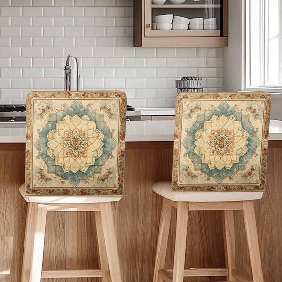 Vintage Flowers Pattern Chair Covers Set of 1 Blue Classical Bohemian Retro Chair Back Covers Stretch Removable Washable Chairs Slipcovers Chair Protector for Dining Room Kitchen Party Decor