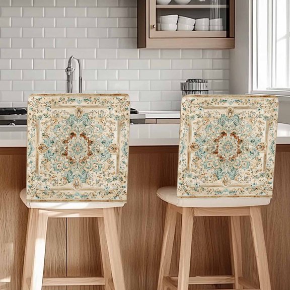 Vintage Flowers Pattern Chair Covers Set of 6 Ethnic Classical Bohemian Style Chair Back Covers Stretch Removable Washable Chairs Slipcovers Chair Protector for Dining Room Kitchen Party Decor