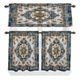 thumbnail image 1 of Vintage Flowers Pattern Curtain Valances Set Yellow Blue Traditional Bohemian Kitchen Curtains 24&nbsp;inch Length Rod Pocket Valance and Tiers 3 Piece Set Small Bedroom Bathroom Laundry Decor, 1 of 9