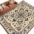thumbnail image 1 of Vintage Flowers Pattern Washable Area Rug 8 x 10 ft Brown Classical Bohemian Style , Soft Non Slip Rugs Stain Repellent Indoor Felt Carpet for Living Dining Room Bedroom Home Office, 1 of 9