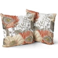 thumbnail image 1 of Vintage Flowers Pillow Covers 16x16 Inch Set of 2 Orange Yellow Floral Leaves Decorative Square Boho Throw Pillows for Couch Rustic Pillow Cases Home Decor Living Room Sofa Porch Outdoor, 1 of 6