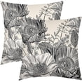 thumbnail image 1 of Vintage Flowers Pillow Covers 18x18 Inch Set of 2 Black Gray White Floral Leaves Decorative Square Throw Pillows For Couch Rustic Square Pillow Cases Home Decor For Living Room Sofa Porch Outdoor, 1 of 6
