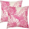 thumbnail image 1 of Vintage Flowers Pillow Covers 18x18 Inch Set of 2 Hot Pink Floral Leaves Decorative Square Throw Pillows for Couch Rustic Square Pillow Cases Home Decor for Living Room Sofa Porch Outdoor, 1 of 6