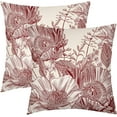 thumbnail image 1 of Vintage Flowers Pillow Covers 20x20 Inch Set of 2 Burgundy Floral Leaves Decorative Square Throw Pillows for Couch Rustic Square Pillow Cases Home Decor for Living Room Sofa Porch Outdoor, 1 of 1