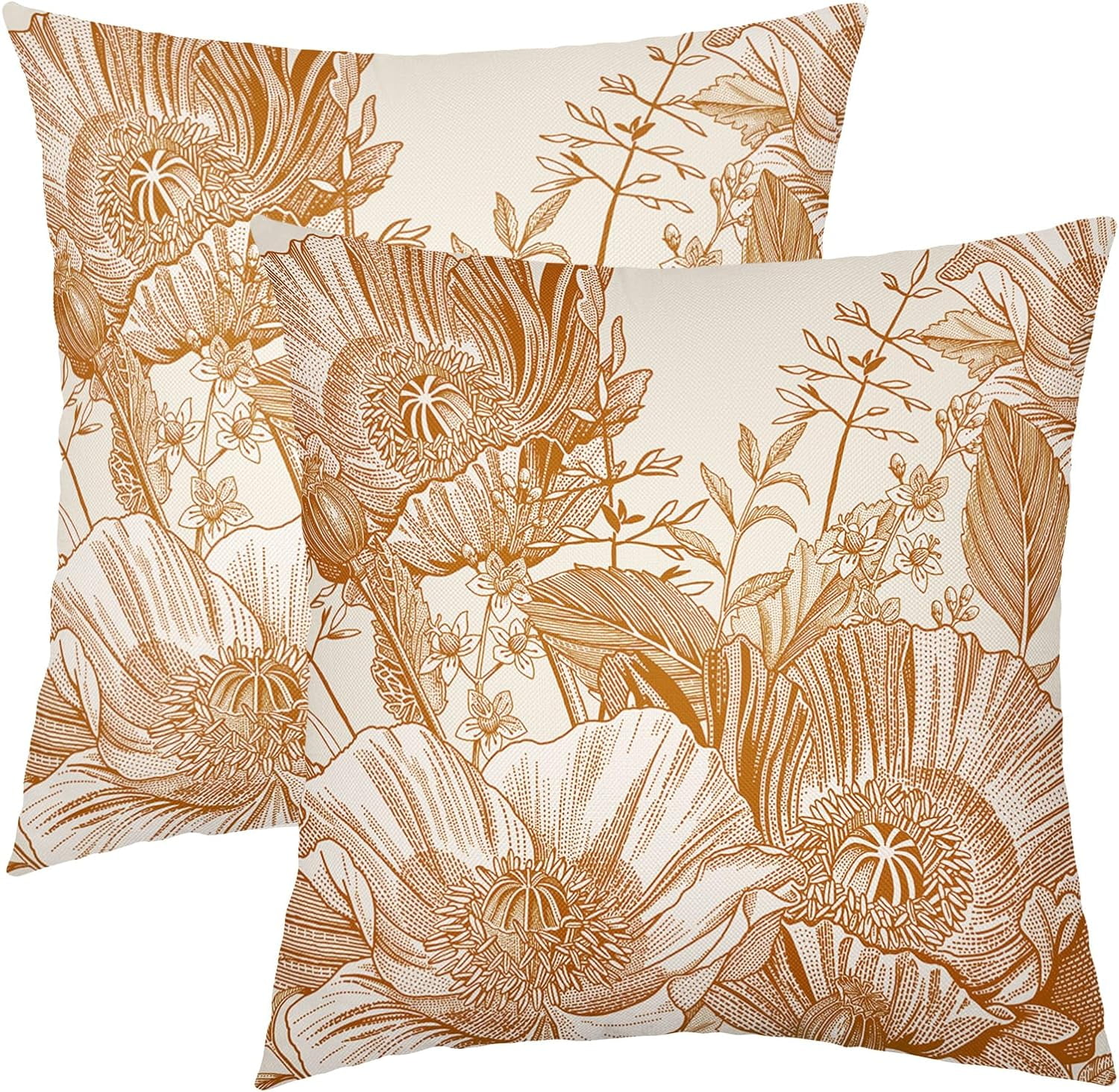 Benjia Fall Throw Pillow Covers Set Of 4 - 18x18 Inch Orange Pumpkin & Leaves Autumn Decor For Sofa Bed - View #7