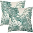 thumbnail image 1 of Vintage Flowers Pillow Covers 20x20 Inch Set of 2 Teal Floral Leaves Decorative Square Throw Pillows for Couch Rustic Square Pillow Cases Home Decor for Living Room Sofa Porch Outdoor, 1 of 6