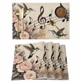 thumbnail image 1 of Vintage Flowers Placemats Set of 4 Spring Floral Music Birds Retro Art Place Mats Indoor Wipeable Table Mats Washable Cloth Dining Table Placemats for Kitchen Holiday Party Home Decor 13x19 Inch, 1 of 9