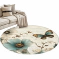 thumbnail image 1 of Vintage Flowers Round Rug 3.3ft Area Rug Washable Soft Non-Slip 3.3' Circle Low Pile Rugs Spring Floral Teal Tulip Butterfly Carpet for Bedroom Living Room Entryway Home Office Dining Room, 1 of 9