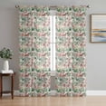 thumbnail image 1 of Vintage Flowers Sheer Curtains 108 Inch Length 2 Panels Set Window Treatments, Spring Pink Green Floral Country Leaves Birds Rod Pocket Semi Curtains for Living Room/Bedroom/Kitchen, 104"W x 108"L, 1 of 7