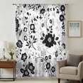 thumbnail image 1 of Vintage Flowers Sheer Curtains 45 Inches Long, Black White Farmhouse Floral Plants Light Filering Curtains, Breathable Simi Curtain Privacy Drapes for Kitchen Bathroom Small Window Treatment, 1 of 9