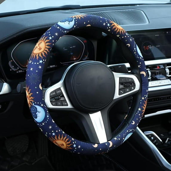 Vintage Flowers Steering Wheel Cover Auto Steering Wheel Protector, Anti-Slip, Breathable, Absorbing Sweat, Universal Car Accessories 14.5–15 inch,Fit for Most Car, Trucks, SUV