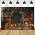 thumbnail image 1 of Vintage Flowers Suitcase Backdrop Bookshelf Book Rustic Wood Door First Travel Baby Kids Birthday Party Photography Background, 1 of 5