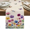 thumbnail image 1 of Vintage Flowers Table Runner - 48 Inch Long, Kitchen Dining Table Runner Dresser Scarves, Watercolor Butterfly Dragonfly Daisy Beige Farmhouse Decor for Coffee Tables Wedding Party Banquet, 1 of 8