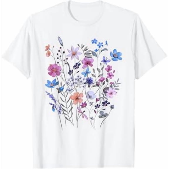 Vintage Flowers Women Wildflowers Grow Floral Graphic Summer T-Shirt