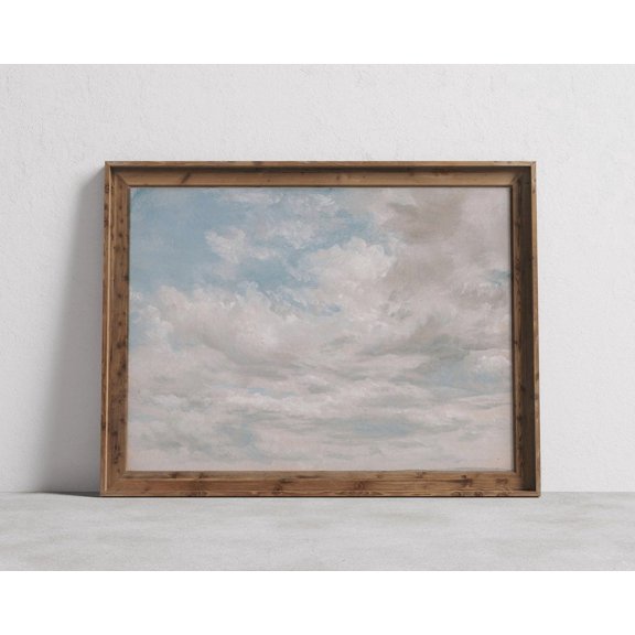 Vintage Fluffy Clouds Nursery Wall Art Prints, Neutral Sky, Nursery And Gallery Wall Decor
