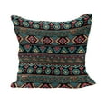 thumbnail image 1 of Vintage Fluffy Throw Pillow Cushion Cover, Eastern Style Doodles Native Tribe Art Folk Oriental Art, Decorative Square Accent Pillow Case, 20" x 20", Dark Coral Aqua Yellow, by Ambesonne, 1 of 5