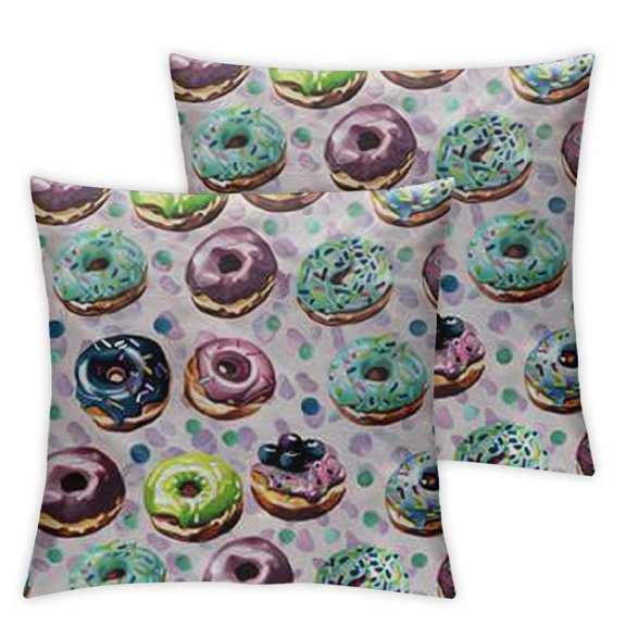 Vintage Fluffy Throw Pillow Cushion Cover, Fresh Blueberries Pistachios and French Macarons in Watercolors Polka Dots, Decorative Square Accent Pillow Case,