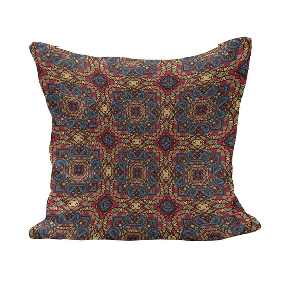 Vintage Fluffy Throw Pillow Cushion Cover, Middle East Ottoman Oriental Famous Carpet Patten Like Glass Art, Decorative Square Accent Pillow Case, 24" x 24", Multicolor, by Ambesonne