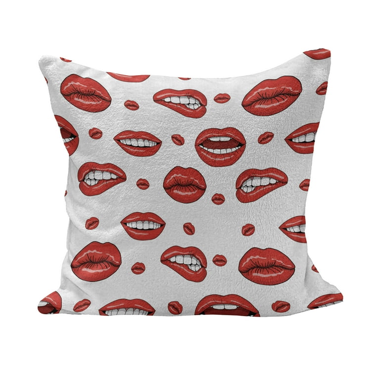 Vintage Fluffy Throw Pillow Cushion Cover Various Women Lip Forms