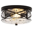 thumbnail image 1 of Modern Small Flush Mount Ceiling Light With Clear Hammered Glass Brushed Light Fixtures 2-Lights Farmhouse Ceiling Light Antique Ceiling Light for Kitchen Dining Room Hallway 9.84"D, 1 of 8