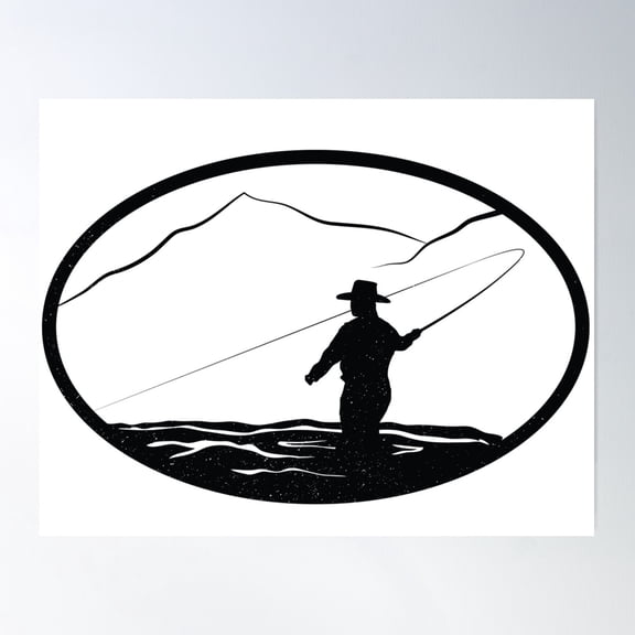 Vintage Fly Fishing Illustration Poster Wall Art, Modern Wall Decor For Living Room Bedroom, 8x12 UNFRAMED