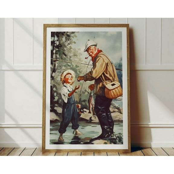 Vintage Fly Fishing Poster Retro Fishing Print Men Fishing Wall Art Travel Poster Outdoorsy Wall Decor Dad Gift For Him Wall Art, Modern Wall Decor, 8x12 UNFRAMED