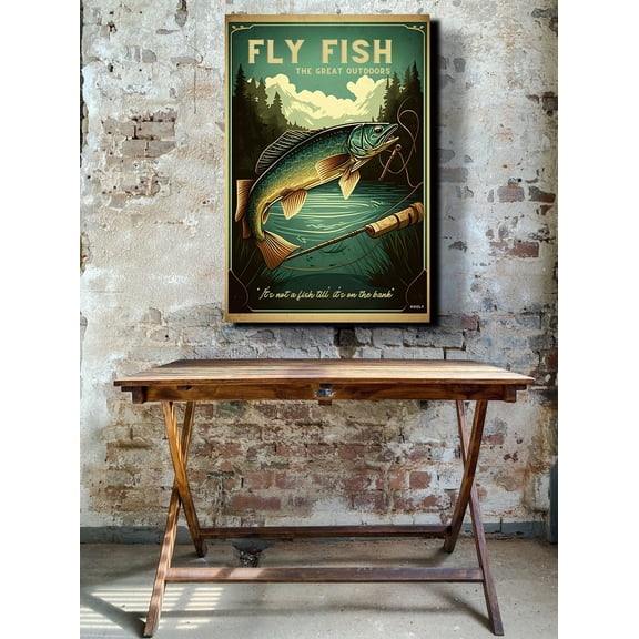 Vintage Fly Fishing Wall Art - Retro Fishing Print - Travel Poster, Sports, Home Art, Gift For Him, Dad Gift, Koolyart Wall Art, Modern Wall Decor, 8x12 UNFRAMED