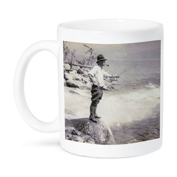 3dRose, Vintage Fly Fishing for Salmon in Edinburg Scotland Hand Colored , 11oz Mug