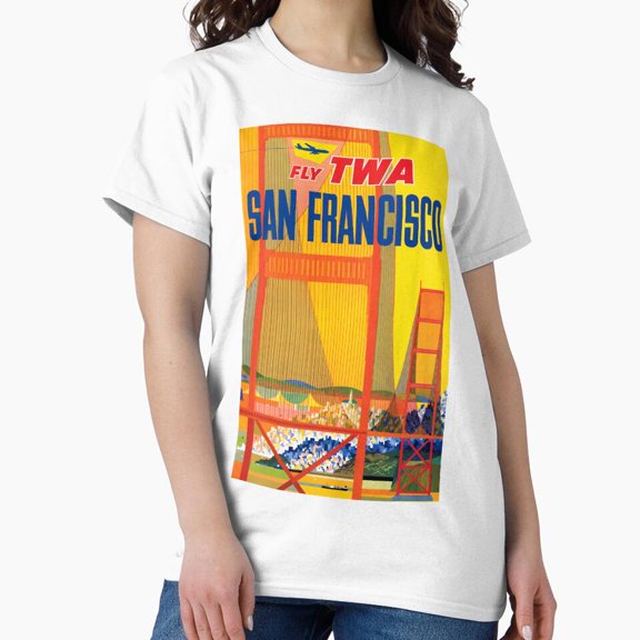 Vintage Fly Twa San Francisco Travel Poster T-Shirt