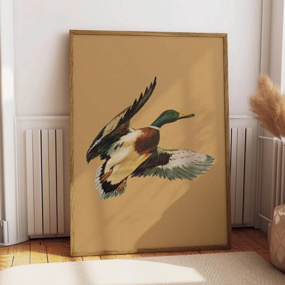 Vintage Flying Mallard Print Retro Outdoors Magazine Screen Print Styled Poster Cabin Cottage Wall Art Waterfowl Duck Hunting Poster For Dad UNFRAMED PAPER POSTER, Home Decor