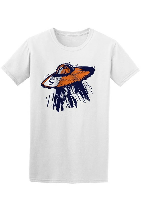Vintage Flying Ufo Drawing T-Shirt Men -Image by Shutterstock, Male XX-Large