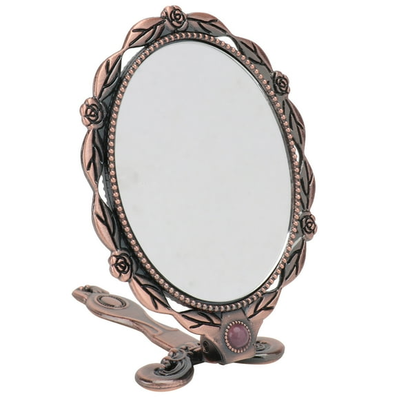 HOMEMAXS Vintage Handheld Mirror Embossed Mini Mirror Makeup Compact Mirror Vanity Metal Mirror Cute Purse Mirror