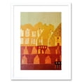 thumbnail image 1 of Vintage Folk Art Mid Century Cityscape Abstract Artwork Framed Wall Art Print 9X7 Inch, 1 of 5