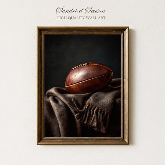 Vintage Football Art Classic Wall Decor Rustic American Sports Fan, Unframed Canvas 16x20in