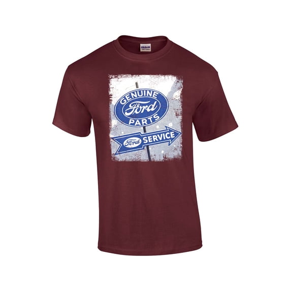 Vintage Ford Genuine Parts Sign Adult Short Sleeve T-shirt-maroon-6xl
