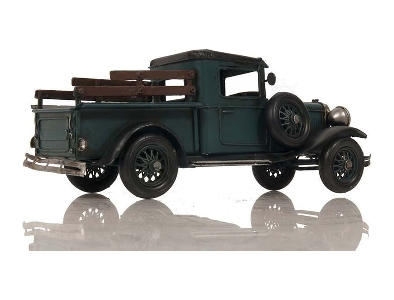 Handcrafted Vintage Green Tin Model A Pickup Truck