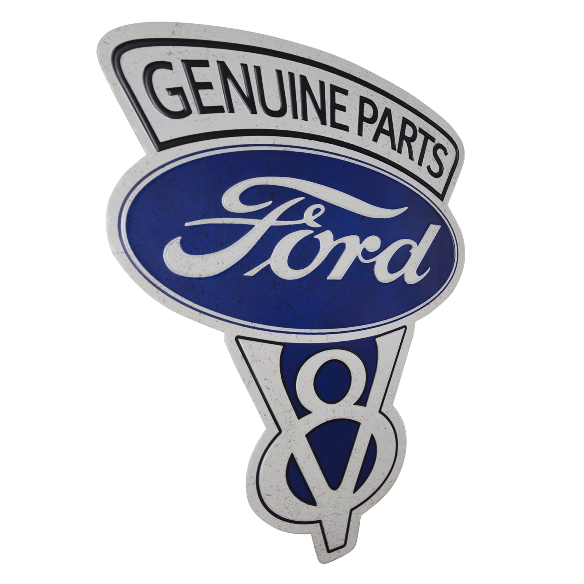Vintage Gray Iron Ford V8 Genuine Parts Wall Decor Sign