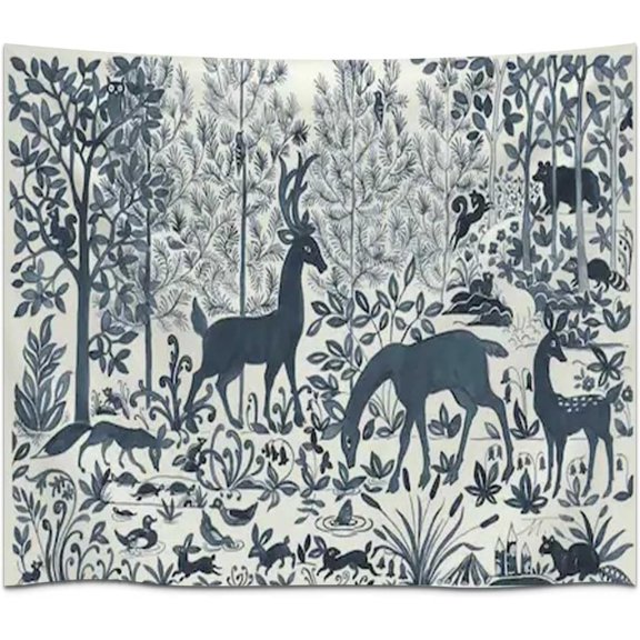 Vintage Forest Animals Tapestry Wall Hanging Nature Scene Decor Retro Woodland Creatures Wall Art for Bedroom Aesthetic Living Room Dorm Office Tapestries (N1WH-7,30L x 40W)