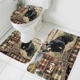 thumbnail image 1 of Vintage Forest Black Bear Bathroom Rugs Set Checkered Wood Grain Non Slip Absorbent Soft Bath Mats 3 Piece Set with Bathroom Rug, U-Shaped Floor Mat, Toilet Seat Cover Small Size, 1 of 9