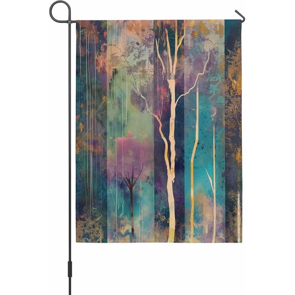 Vintage Forest Branches Geometric Art Double Sided Garden Flag, Seasonal Outdoor Polyester House Yard Flag, 12 x 18 in